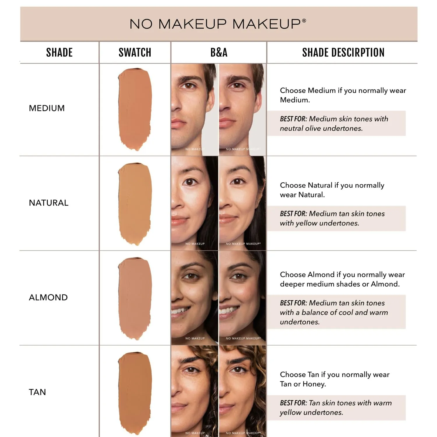 Foundation by No Makeup Makeup | Conceal & Correct with Long-Lasting, Buildable Formula & Lightweight Soft Finish | Cruelty-Free, Vegan, Fragrance-Free | Medium