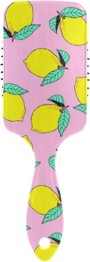 Fresh Bright Lemons on Pink Air Cushion Hair Brush Frog Massage Combs Detangle Paddle Hairbrush for Women