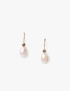 Freshwater Pearl   Champagne Diamond Earrings