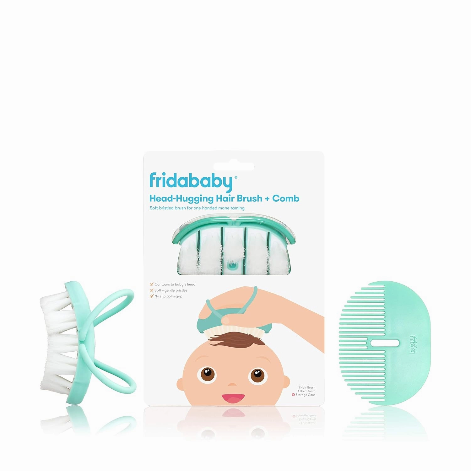 Frida Baby Infant Head-Hugging Baby Hairbrush and Comb Set, Newborn and Up