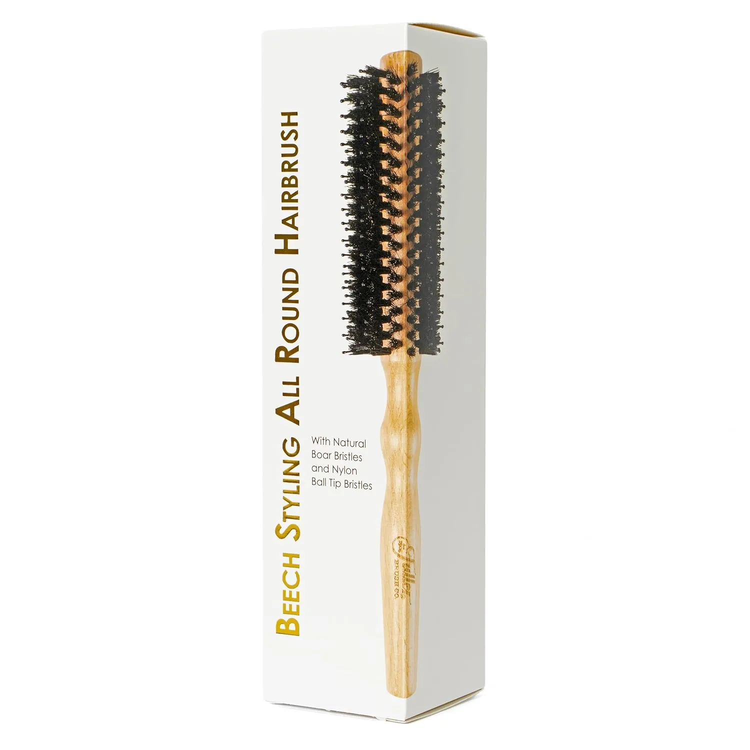 Fuller Brush Natural Beechwood Hairbrush - Ergonomic Contoured Handle - Genuine Boar Bristles - Spiral Tufting Pattern for Curls & Bobs - Style & Wave with Natural Shine (Styling All Round)