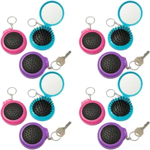 Fun Express POP-UP Hair Brush Keychain Set - Compact Portable Mini Hairbrushes for Convenient On-the-Go Styling - Perfect for Travel Party Favors Gift Bags & Everyday Use - Assorted Colors - 12 Pieces