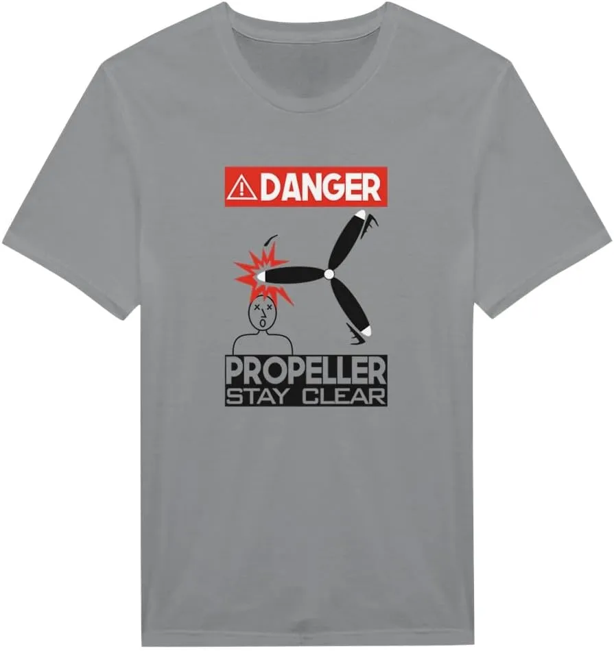 Funny Pilots and Aviation T-Shirts Danger Propeller Stay Clear Warning