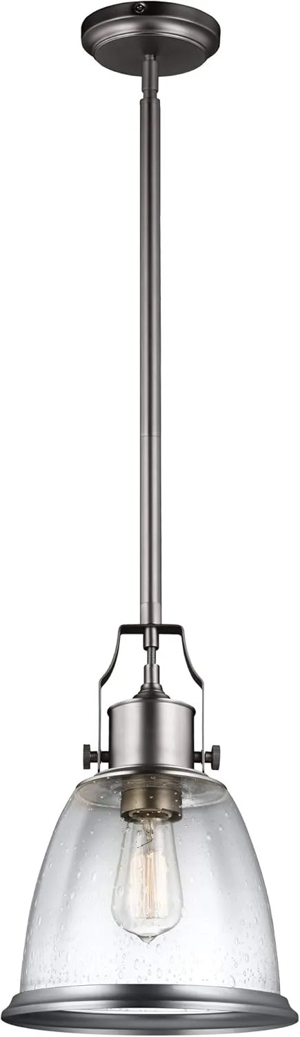 Generation Lighting P1355SN Hobson Medium One - Light Pendant Hanging Modern Fixture, Satin Nickel Finish