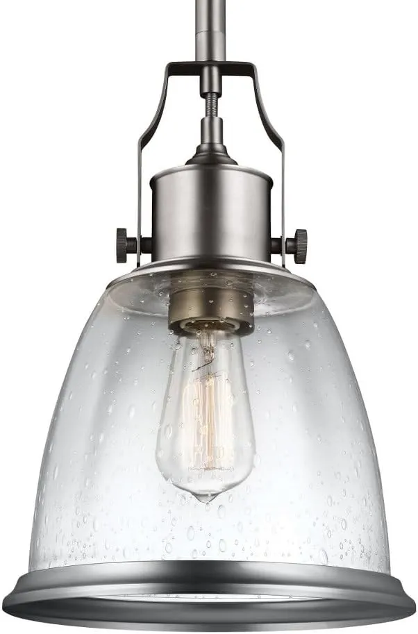 Generation Lighting P1355SN Hobson Medium One - Light Pendant Hanging Modern Fixture, Satin Nickel Finish
