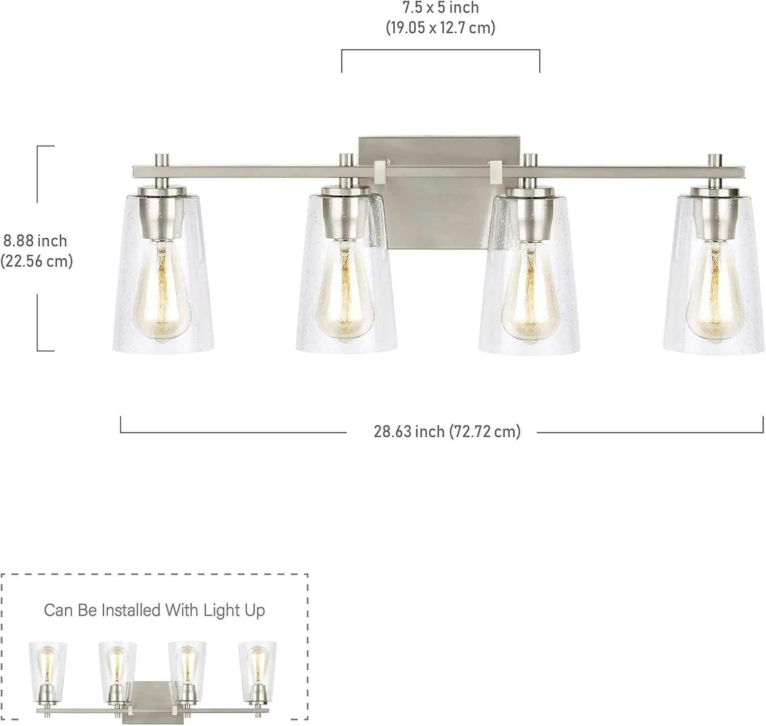 Generation Lighting-Sean Lavin-4 Light Bath Vanity in Traditional Style-28.63 Inch Wide by 8.88 Inch Tall-Satin Nickel F