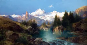 Generic A Snowy Mountain Range Path of Souls Idaho Thomas Moran Painting Poster Print - Various Sizes (12 x 24 in)