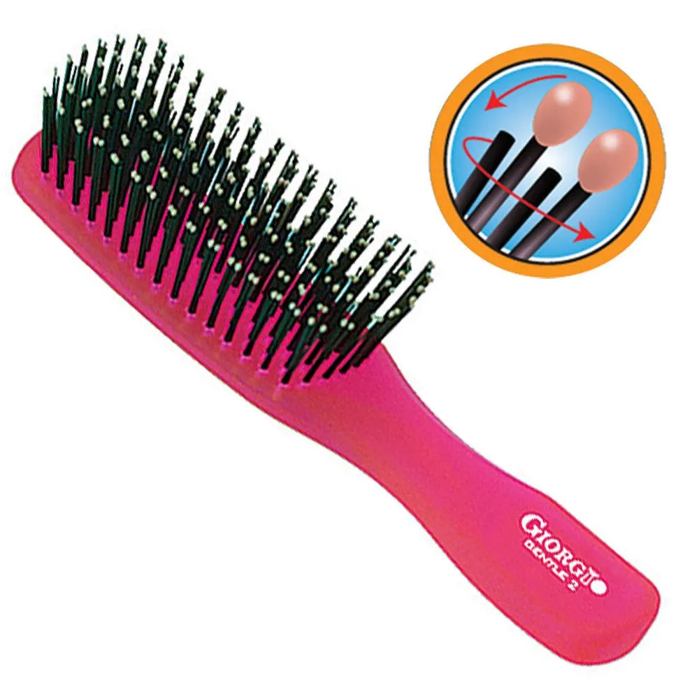 Giorgio GIO1 Gentle Hair Brush Dresser Size. Wet & Dry Pro Hair Brush Detangler. Soft for Sensitive Scalp. Good For Men Women & Kids All hair lengths. Durable and Anti-Static. (Set, Raspberry)