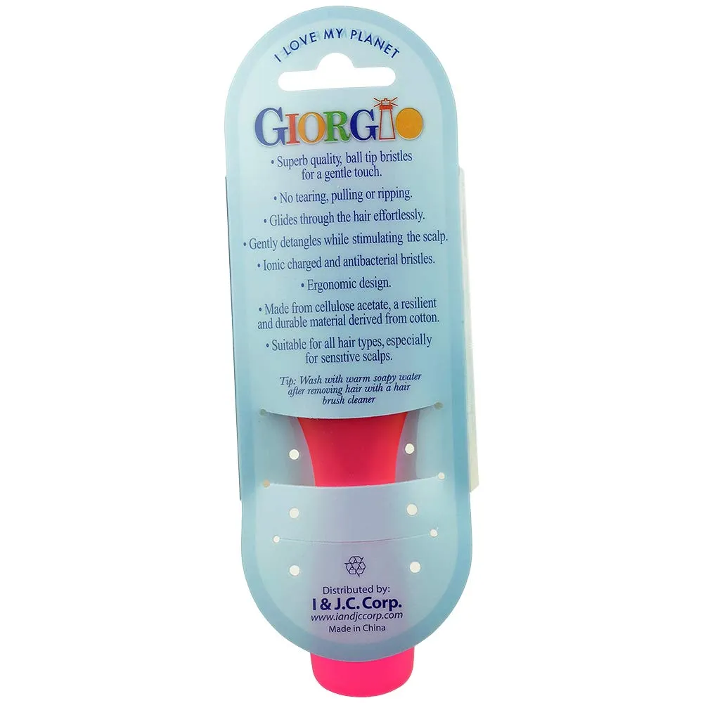 Giorgio GIO1 Gentle Hair Brush Dresser Size. Wet & Dry Pro Hair Brush Detangler. Soft for Sensitive Scalp. Good For Men Women & Kids All hair lengths. Durable and Anti-Static. (Set, Raspberry)