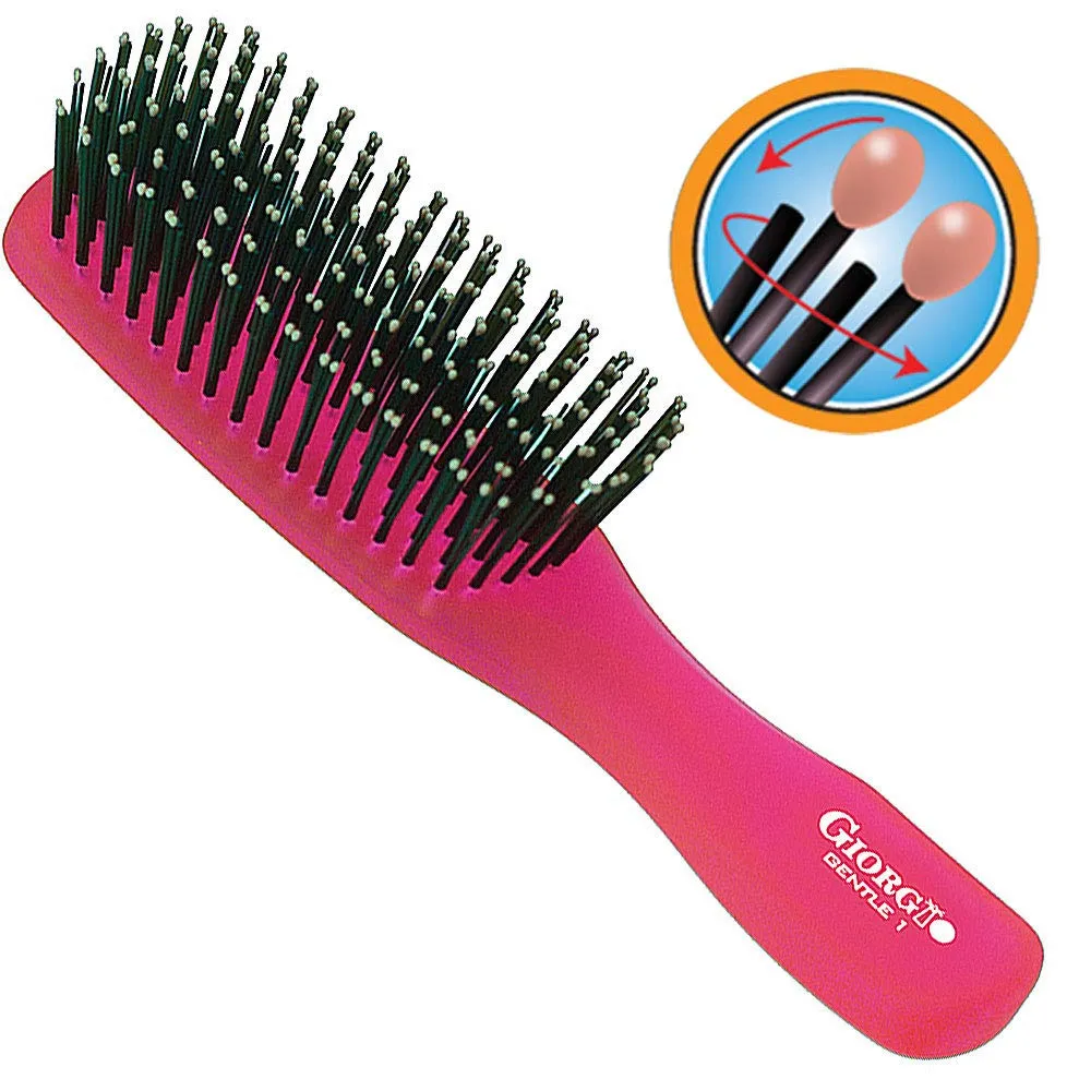 Giorgio GIO1 Gentle Hair Brush Dresser Size. Wet & Dry Pro Hair Brush Detangler. Soft for Sensitive Scalp. Good For Men Women & Kids All hair lengths. Durable and Anti-Static. (Set, Raspberry)