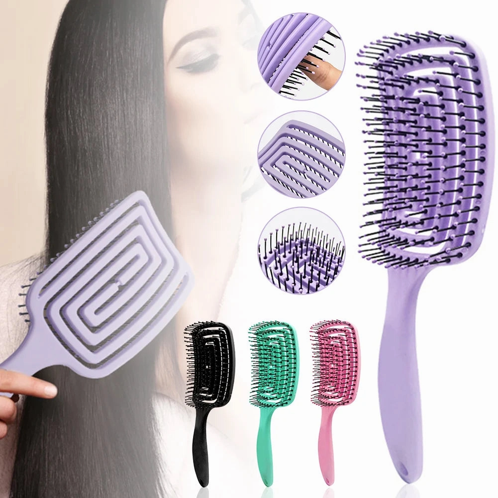 Girls Hair Scalp Massage Comb Hairbrush Bristle Nylon Women Wet Curly Detangle Hair Brush for Salon Hairdressing Styling Tools