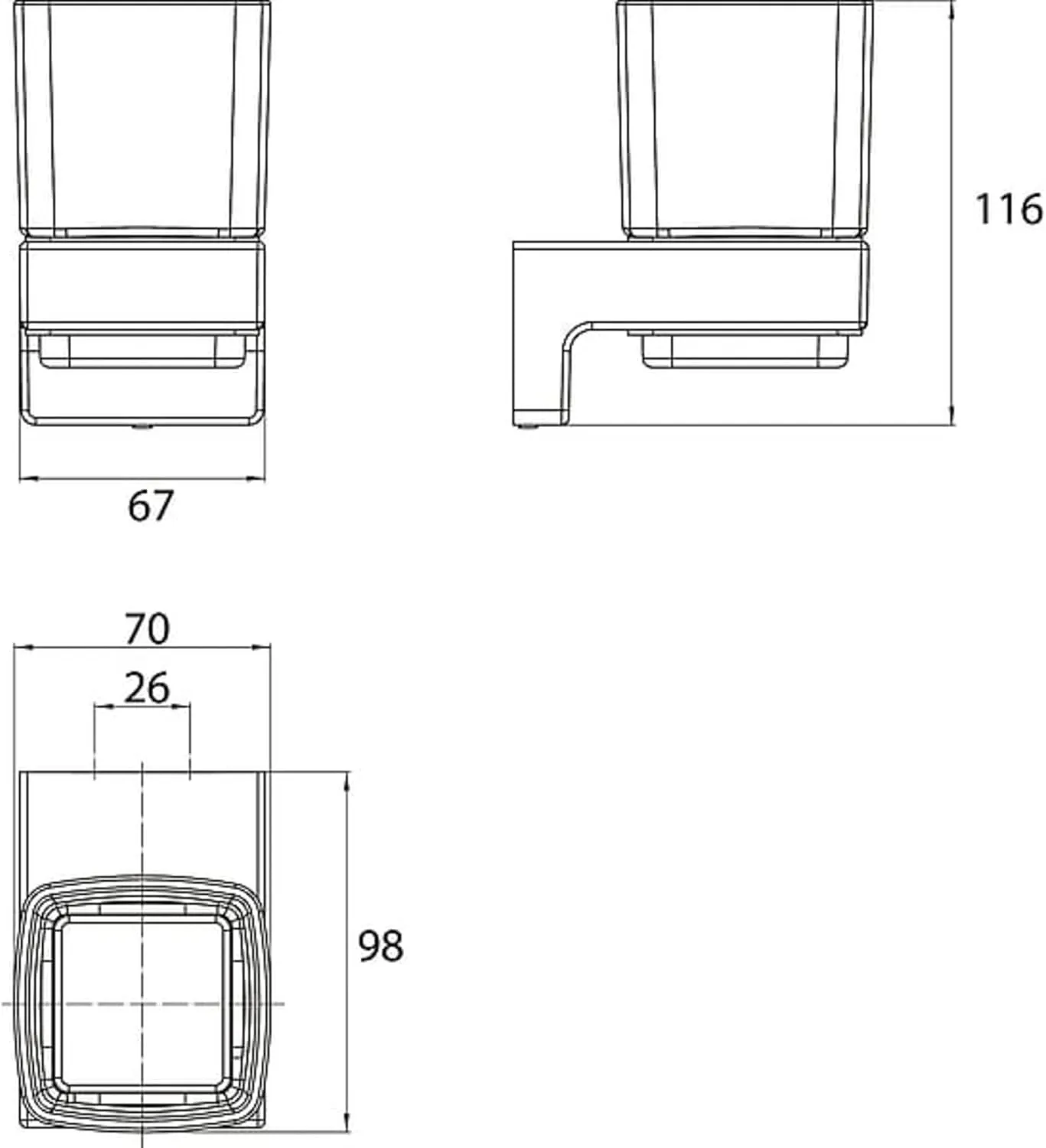 Glass Holder, Normal, Chrome