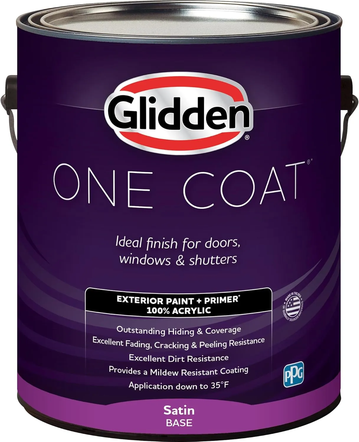 Glidden Exterior Paint   Primer: Gray/Dover Gray, One Coat, Satin, 1-Gallon