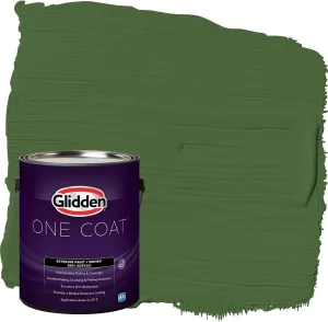 Glidden Exterior Paint   Primer: Green/Mountain Forest, One Coat, Semi-Gloss, 1-Gallon