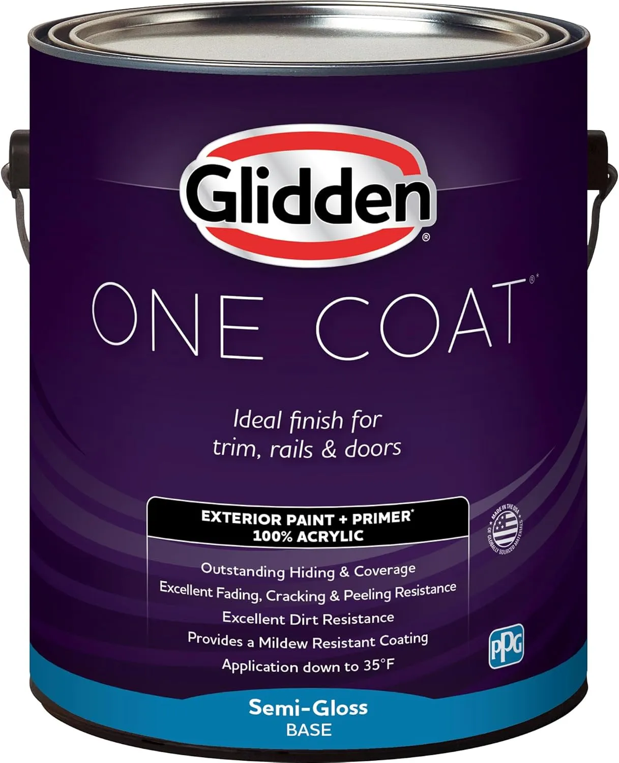 Glidden Exterior Paint   Primer: Green/Mountain Forest, One Coat, Semi-Gloss, 1-Gallon