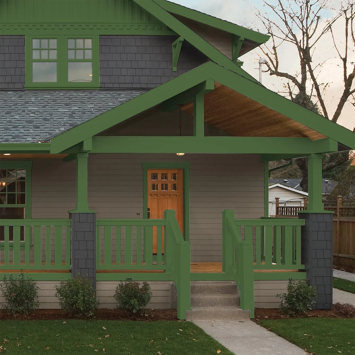 Glidden Exterior Paint   Primer: Green/Mountain Forest, One Coat, Semi-Gloss, 1-Gallon