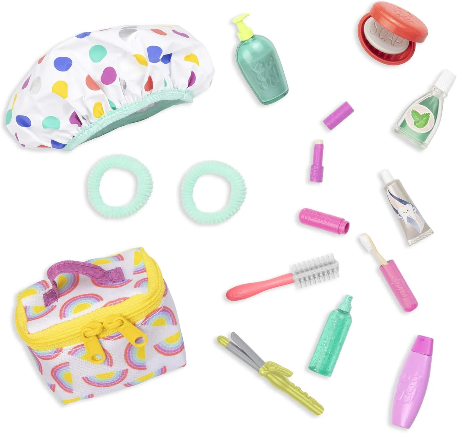 Glitter Girls – Travel Bag & Styling Set – Handbag, 2 Hair Elastics, and Fun Toiletries – 14-inch Doll Accessories for Kids Ages 3 and Up – Children’s Toys