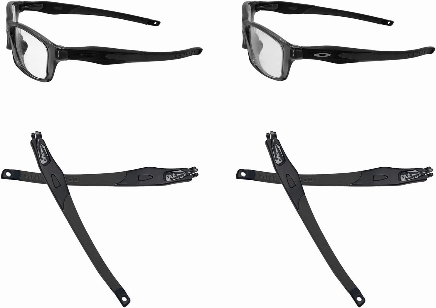 GOHIN Satin Black Replacement Temples Arms Legs For Oakley Crosslink Sweep PRO Switch Pitch-Black   Gray Icon Ring