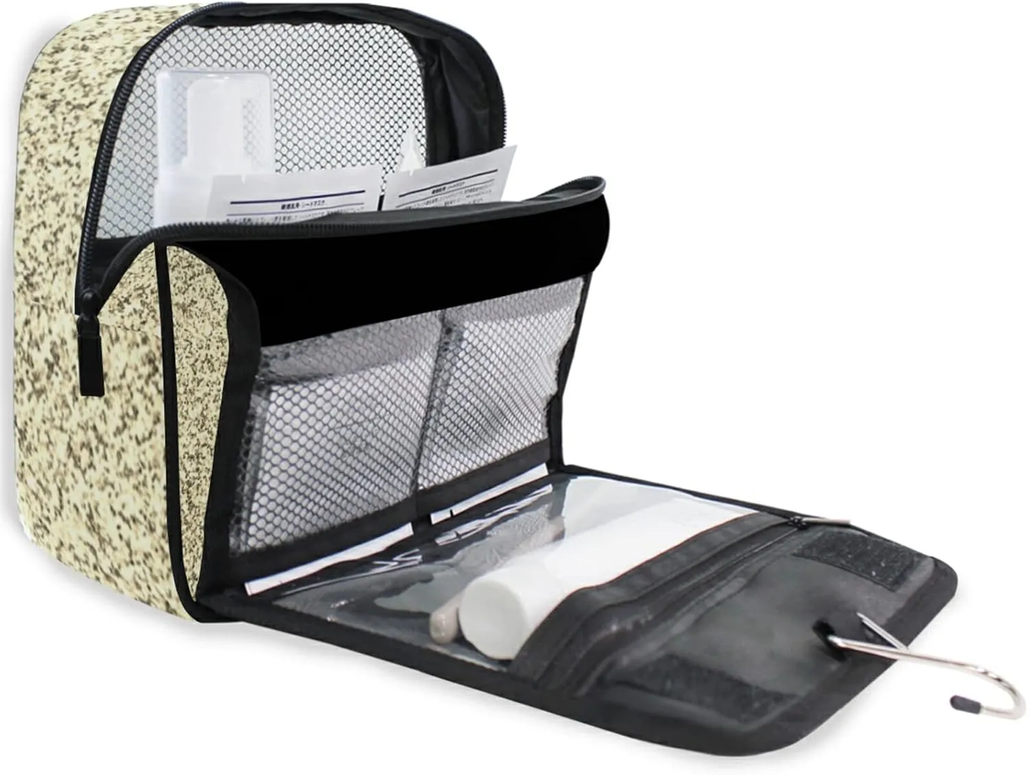 Gold Golden Glitter and Glare Pattern Hanging Wash Gargle Toiletry Bag Travel Cosmetic Makeup Case Organizer Storage Large Portable