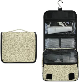 Gold Golden Glitter and Glare Pattern Hanging Wash Gargle Toiletry Bag Travel Cosmetic Makeup Case Organizer Storage Large Portable