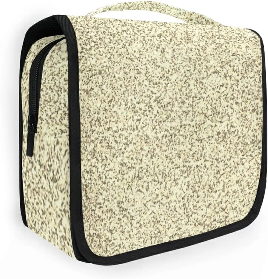 Gold Golden Glitter and Glare Pattern Hanging Wash Gargle Toiletry Bag Travel Cosmetic Makeup Case Organizer Storage Large Portable