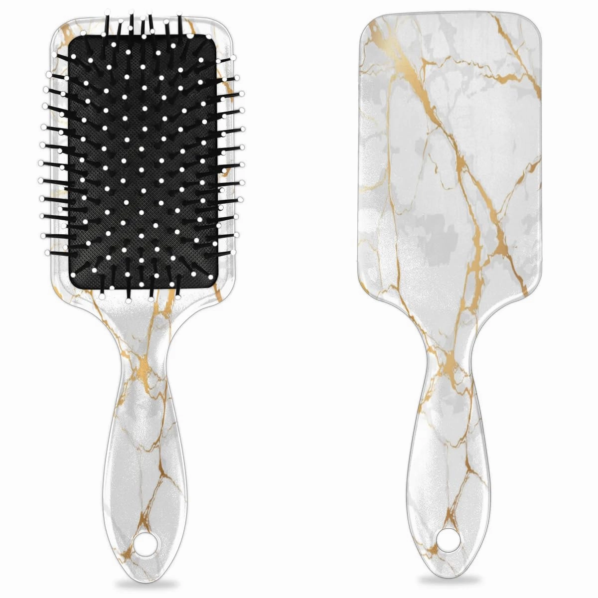 Gold White Marble Hair Brush for Kids Girls Boys, Wet Dry Detangling Hair Brush Soft Bristle Hair Brushes Paddle Hairbrush for All Hair Types Women Men