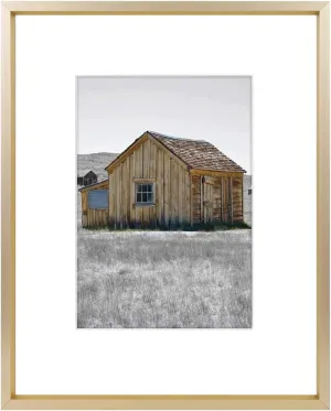 Golden State Art, 8x10 Gold Picture Frame Display Photo 5x7 with Mat or 8 x 10 Without Mat for Wall Mounting, Classic Satin Aluminum Frames with Real Glass (Pack of 1)