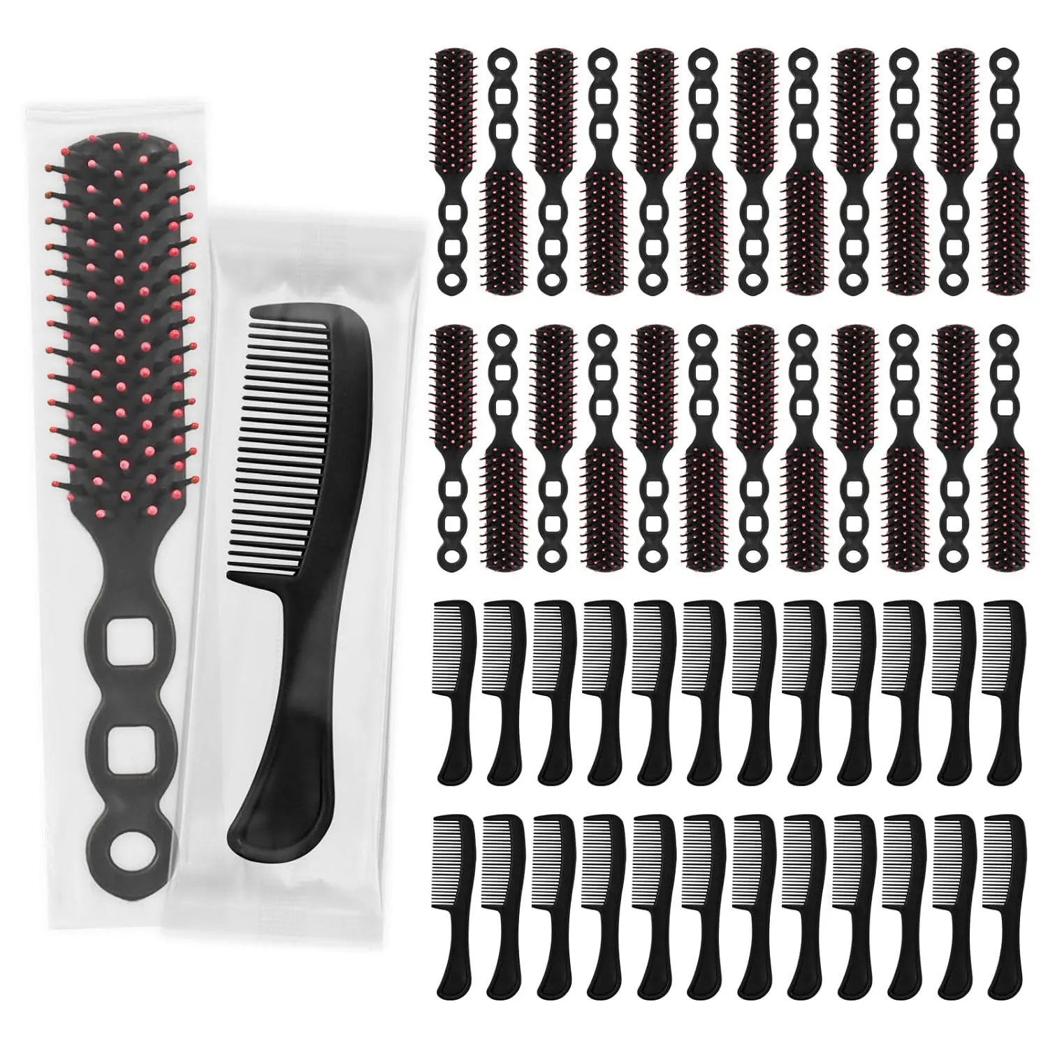 Hair Brush and Combs Bulk Individually Wrapped for Homeless,Disposable Hair Combs Bulk Hair Brushes Detangling Hairbrush for Women Shelter Nursing Hotel Church Charity Supplies100