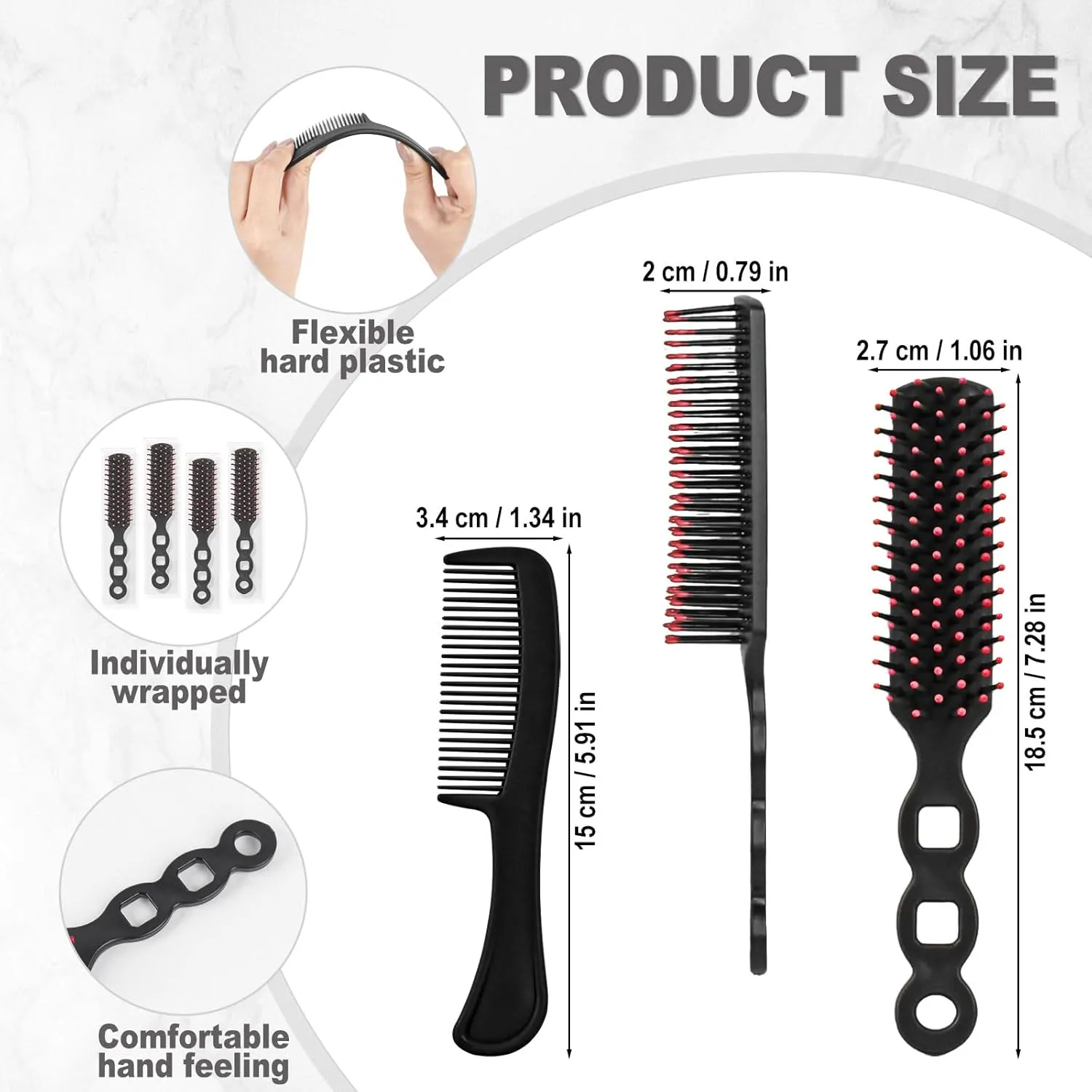 Hair Brush and Combs Bulk Individually Wrapped for Homeless,Disposable Hair Combs Bulk Hair Brushes Detangling Hairbrush for Women Shelter Nursing Hotel Church Charity Supplies100