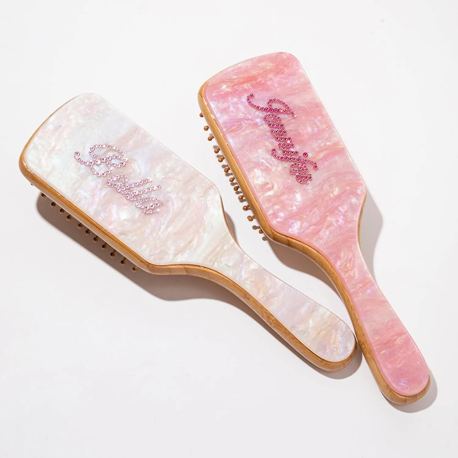 Hair Brush, Personalized Bamboo Paddle Brush, Natural Bamboo Bristles Detangling Hairbrush for Massaging Scalp, Women's and Girls Gift (Square, 8.86" x 2.68")
