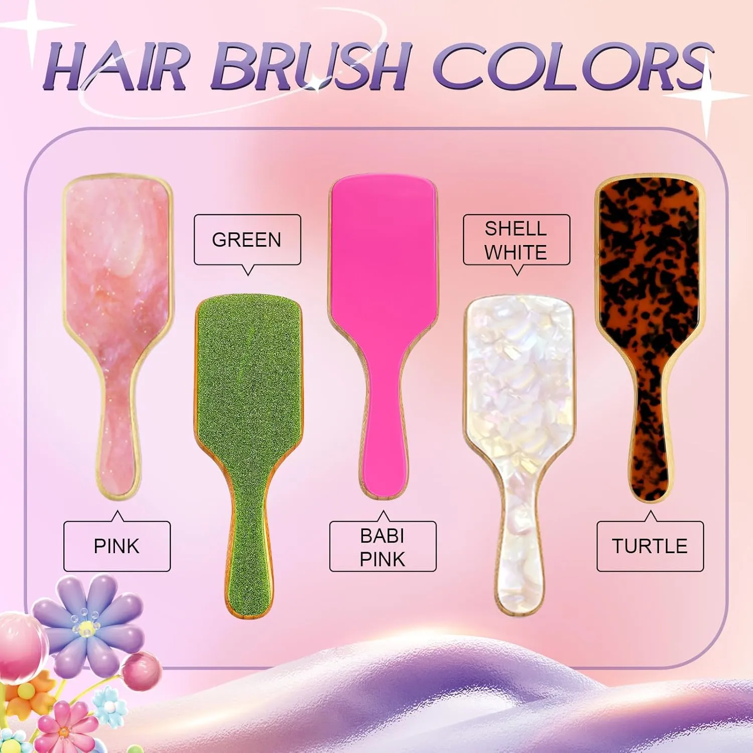 Hair Brushes for Women,Personalized Rhinestone Hair Brush with Name,Custom Marble Hairbrush,Handmade Inlay Rhinestones Hairbrush,Natural Wooden Bamboo Brush Scalp Massage-Suit for All Hari Types