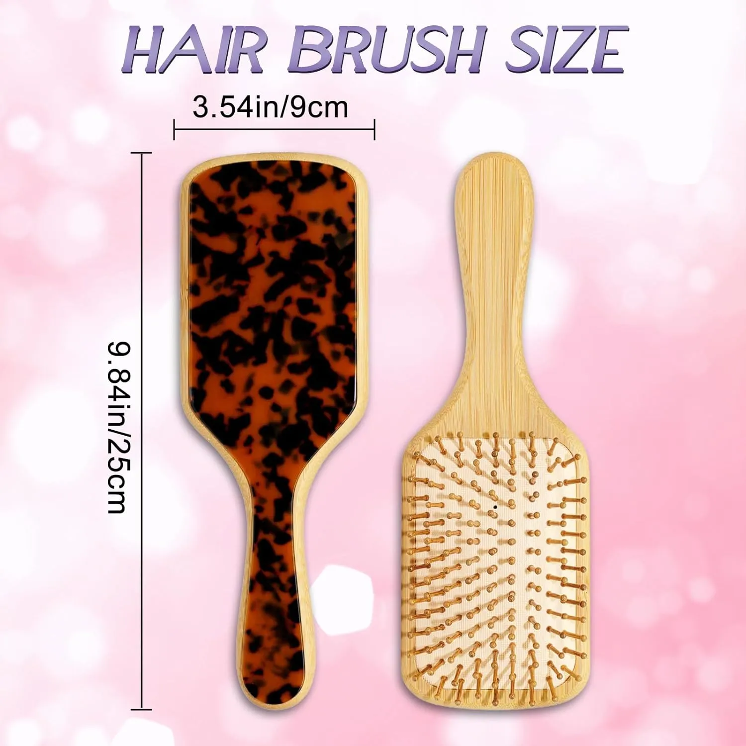 Hair Brushes for Women,Personalized Rhinestone Hair Brush with Name,Custom Marble Hairbrush,Handmade Inlay Rhinestones Hairbrush,Natural Wooden Bamboo Brush Scalp Massage-Suit for All Hari Types