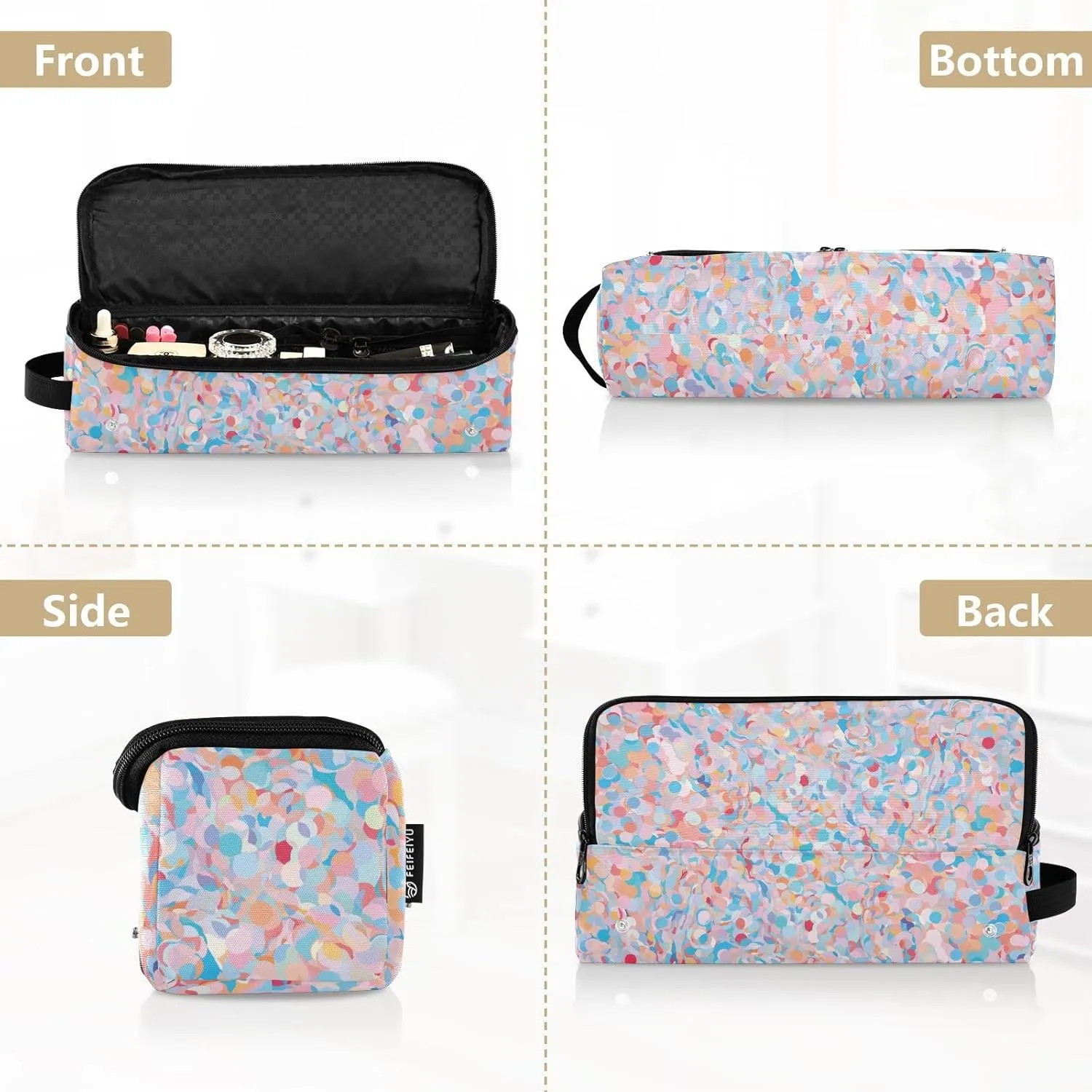 Hair Tools Travel Bag with Heat Resistant Mat Detachable 2-in-1 Curling Iron Travel Case Hot Tools Organizer for Straightener Flat Iron Abstract Glitter