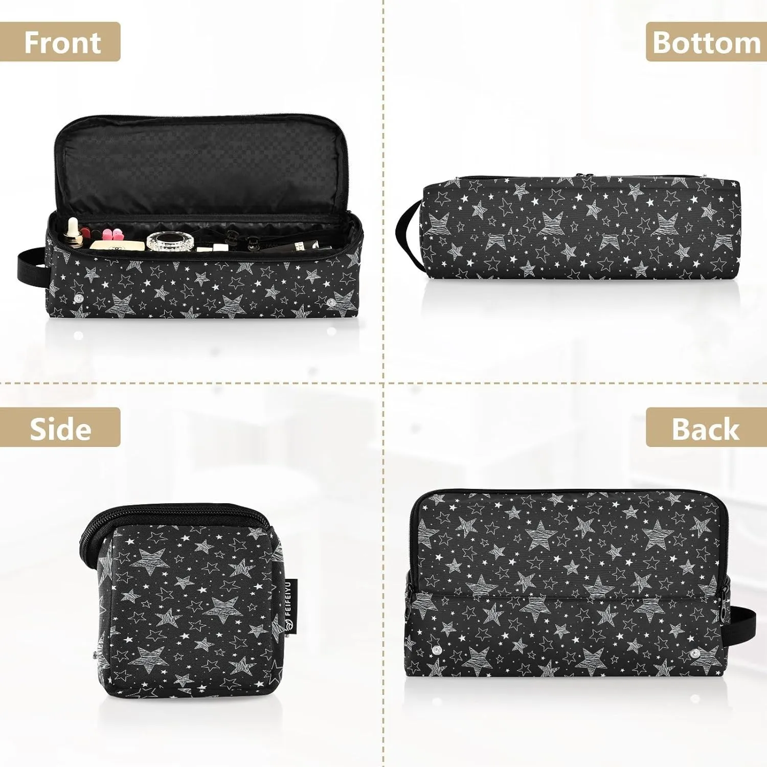 Hair Tools Travel Bag with Heat Resistant Mat Detachable 2-in-1 Curling Iron Travel Case Hot Tools Organizer for Straightener Flat Iron Black Stars