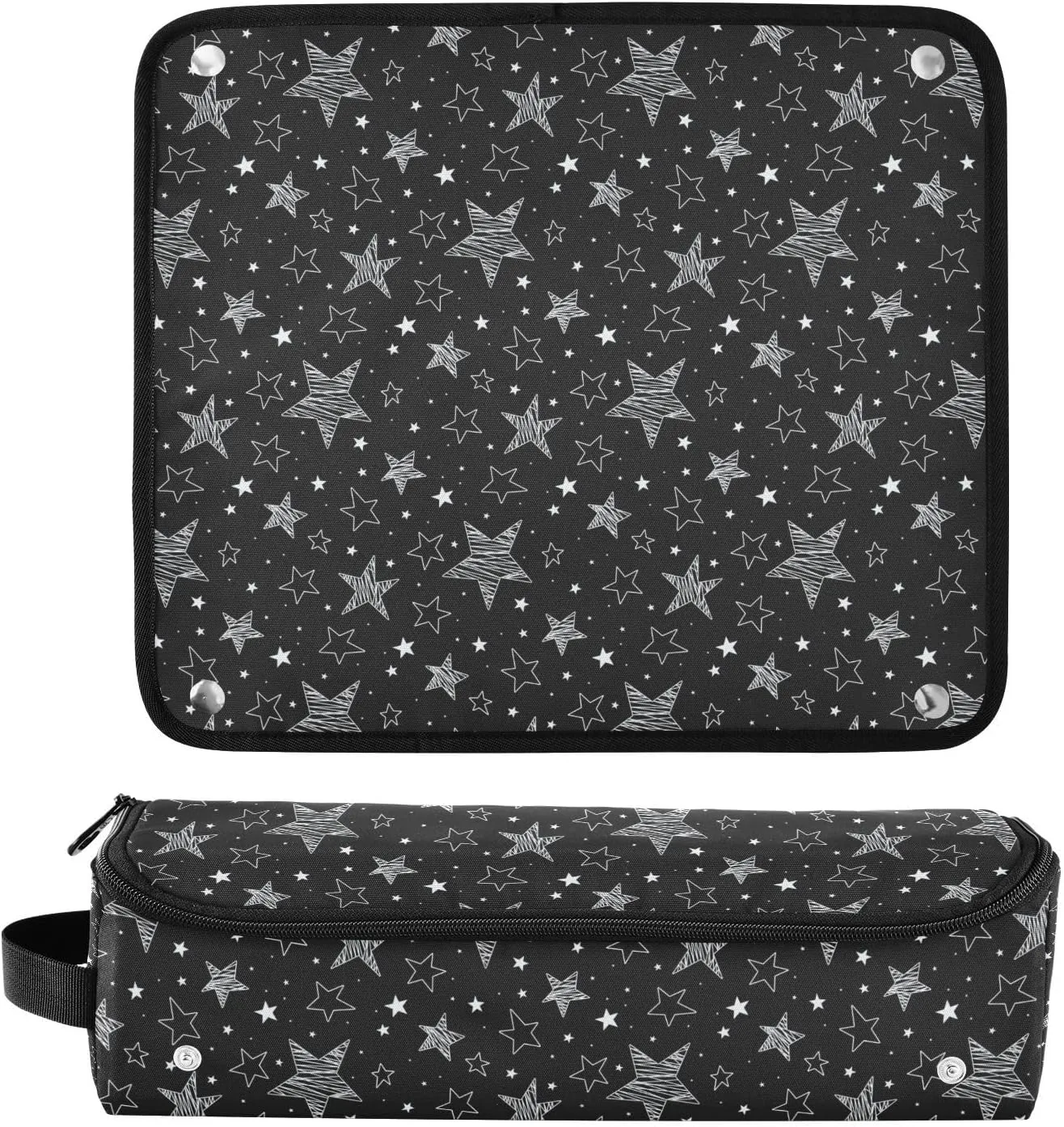 Hair Tools Travel Bag with Heat Resistant Mat Detachable 2-in-1 Curling Iron Travel Case Hot Tools Organizer for Straightener Flat Iron Black Stars