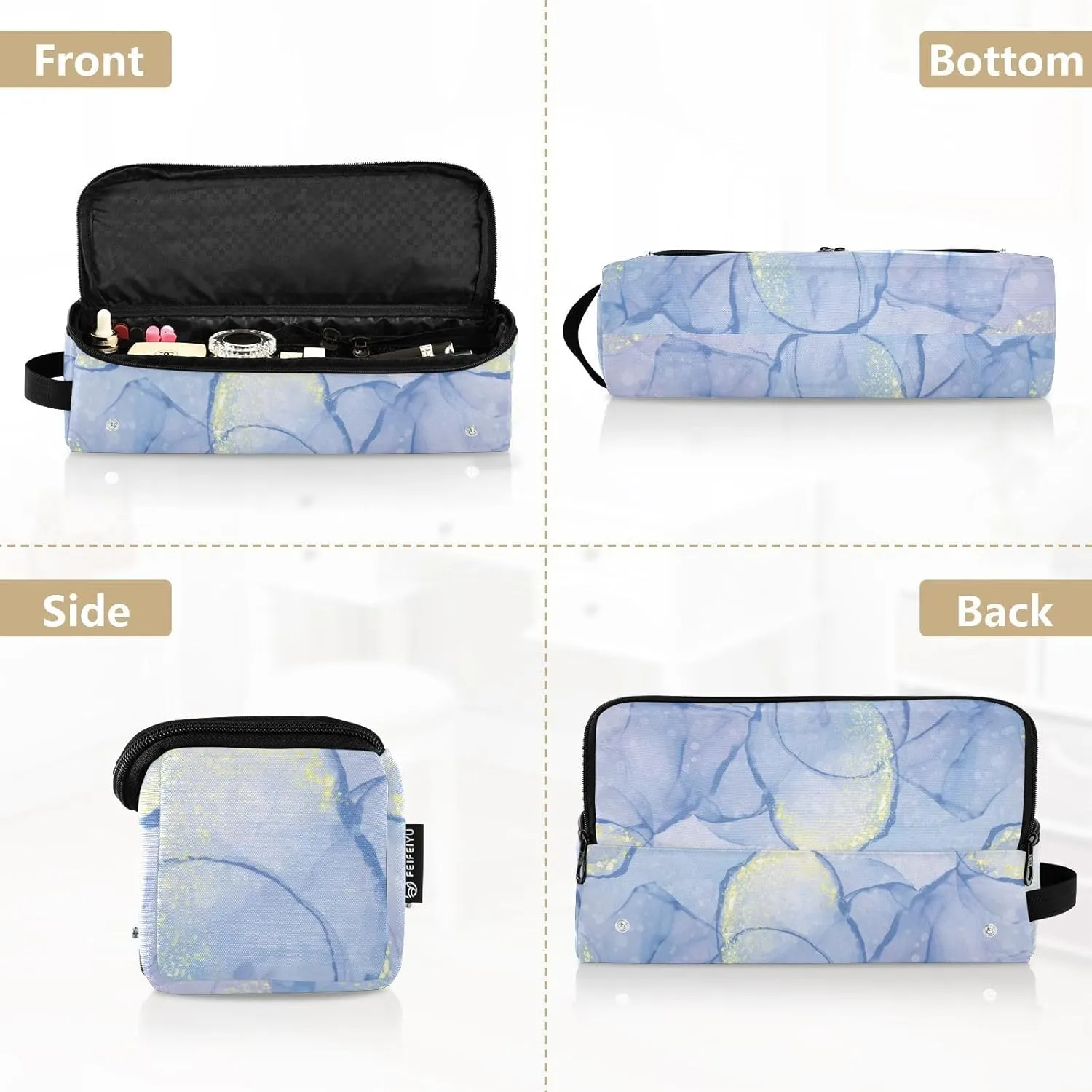 Hair Tools Travel Bag with Heat Resistant Mat Detachable 2-in-1 Curling Iron Travel Case Hot Tools Organizer for Straightener Flat Iron Blue Cyan Marble