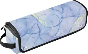 Hair Tools Travel Bag with Heat Resistant Mat Detachable 2-in-1 Curling Iron Travel Case Hot Tools Organizer for Straightener Flat Iron Blue Cyan Marble