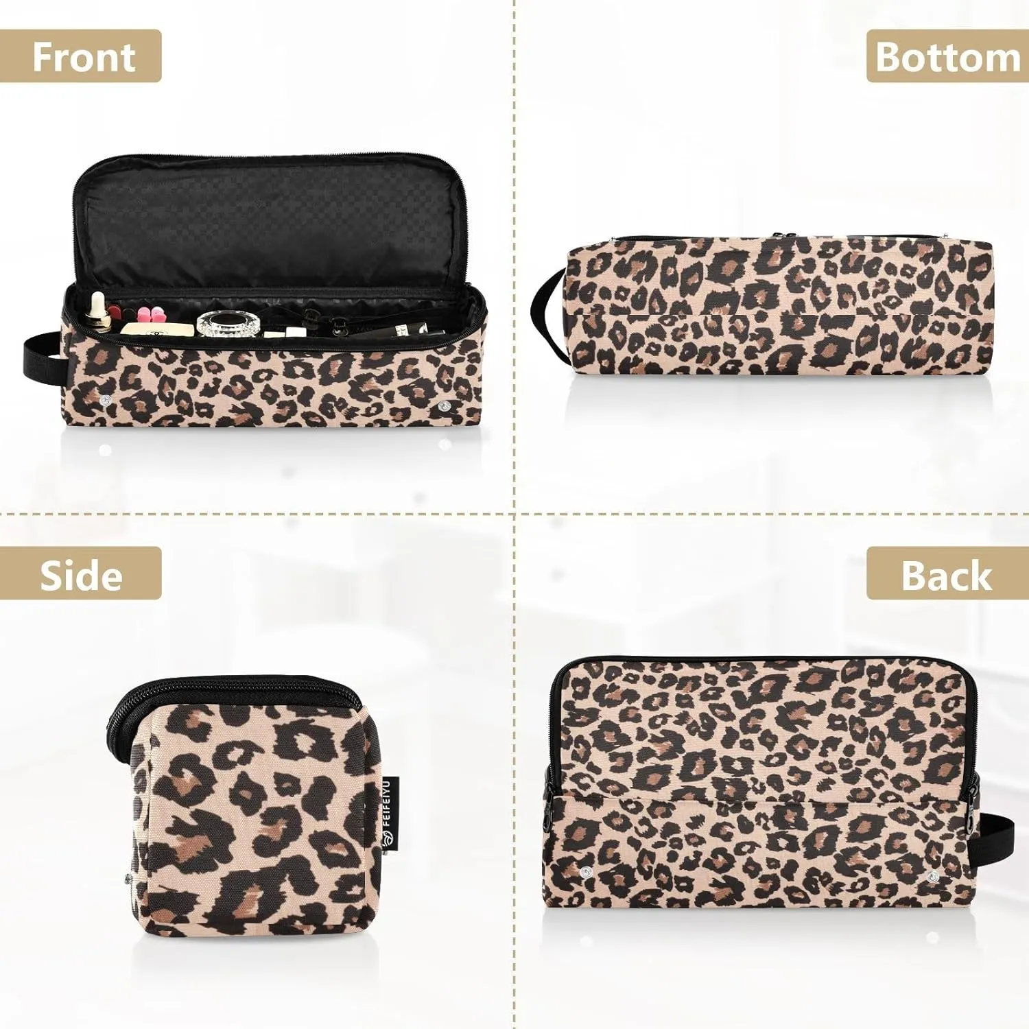 Hair Tools Travel Bag with Heat Resistant Mat Detachable 2-in-1 Curling Iron Travel Case Hot Tools Organizer for Straightener Flat Iron Leopard Print Brown