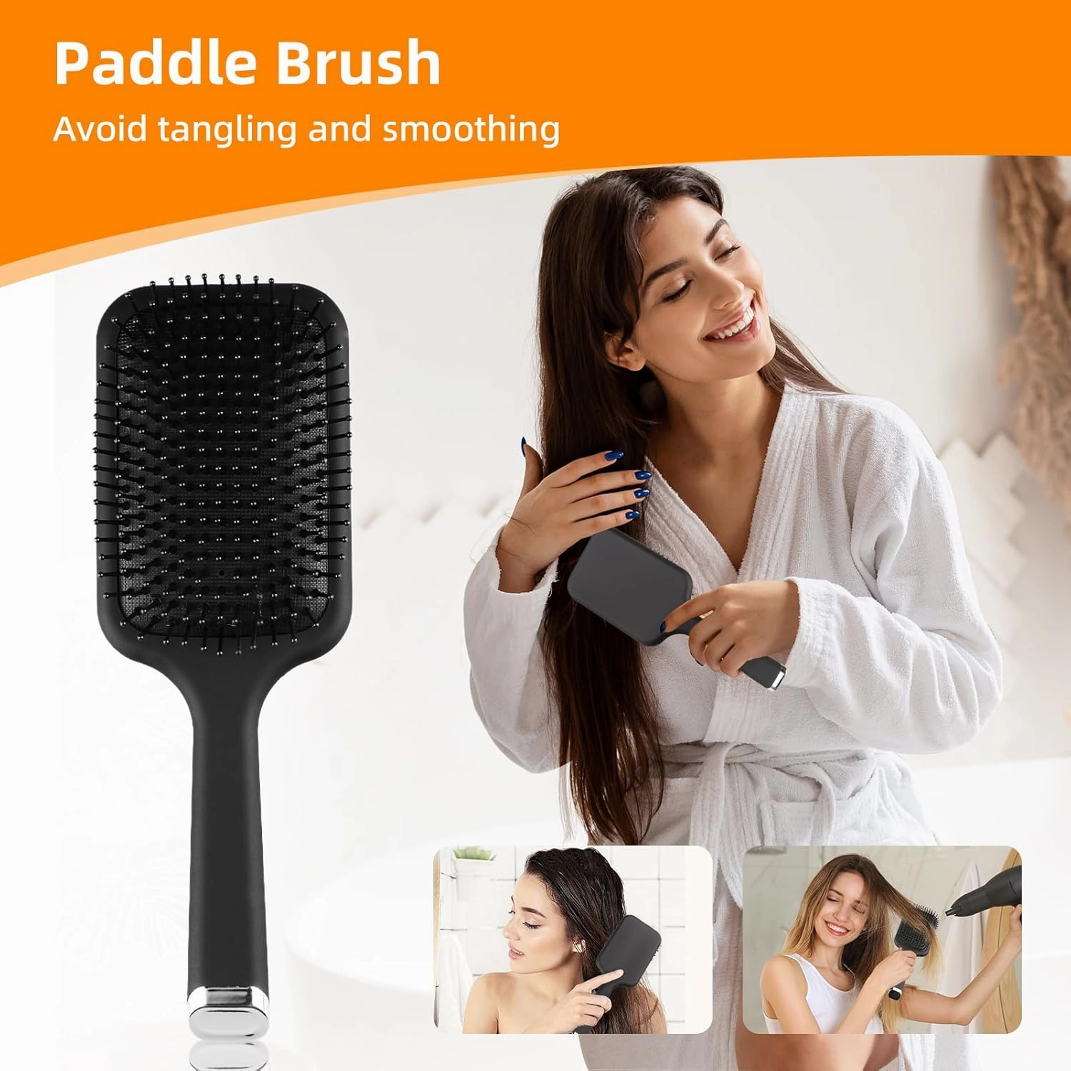 Hair Brush and Comb Set, 4Pcs Paddle Hairbrush Set for Women Men, Mini Travel Boar Bristle Detangling Rattail Fine Tooth Styling Combs for Curly, Thick, Thin, Wig, Long, Short