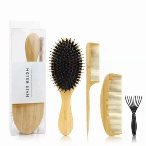 Hair Brush and Comb Set - Bamboo Boar Bristle
