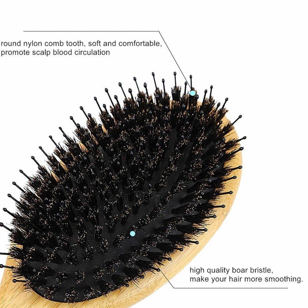 Hair Brush and Comb Set - Bamboo Boar Bristle