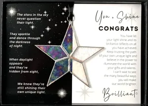 Handmade Iridescent Stained Glass Star With Heartfelt Congratulation Message - Graduation Gift/New Chapter Gift for New Beginnings