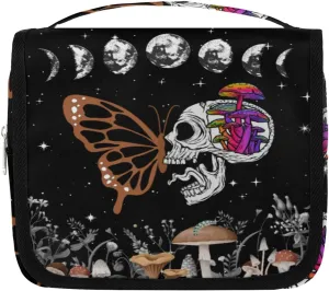 Hanging Toiletry Bag for Woman Skull Butterfly Moon Phase,Portable Makeup Cosmetic Bag,Travel Organizer for Accessories Wash Bag for Woman Man