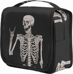 Hanging Toiletry Bag for Women, Halloween Skeleton Makeup Bag, Day of the Dead Cosmetic Bag, Travel Essentials for Women Men