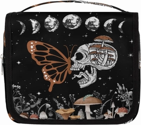 Hanging Toiletry Bag for Women, Suagr Skull Mushroom Travel Makeup Bag, Moon Stars Space Cosmetic Bag, Travel Essentials Bag for Women Men