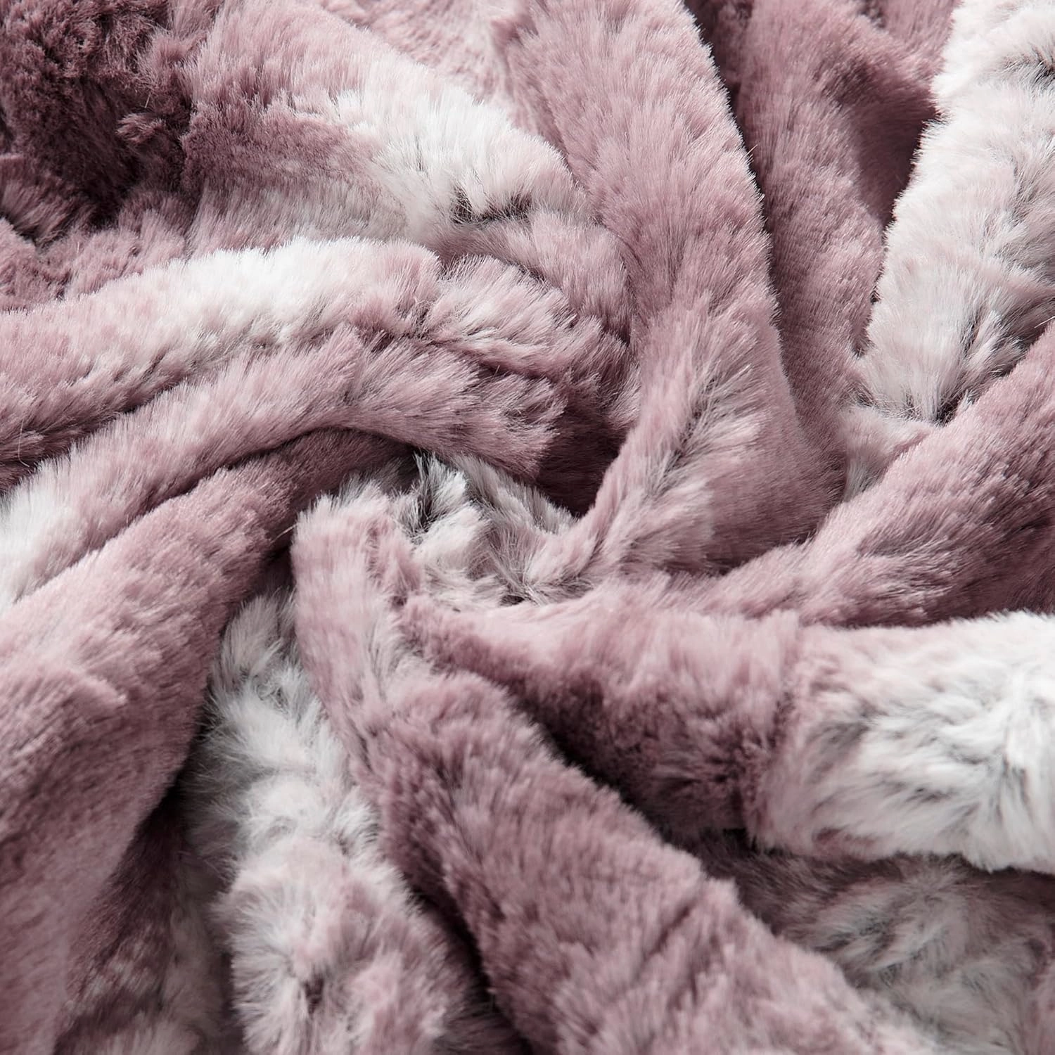 Home Soft Things Serenta Faux Fur 2 Piece Pillow Shell Set, 20" x 20", Brushed Stripe - Dusky Orchid