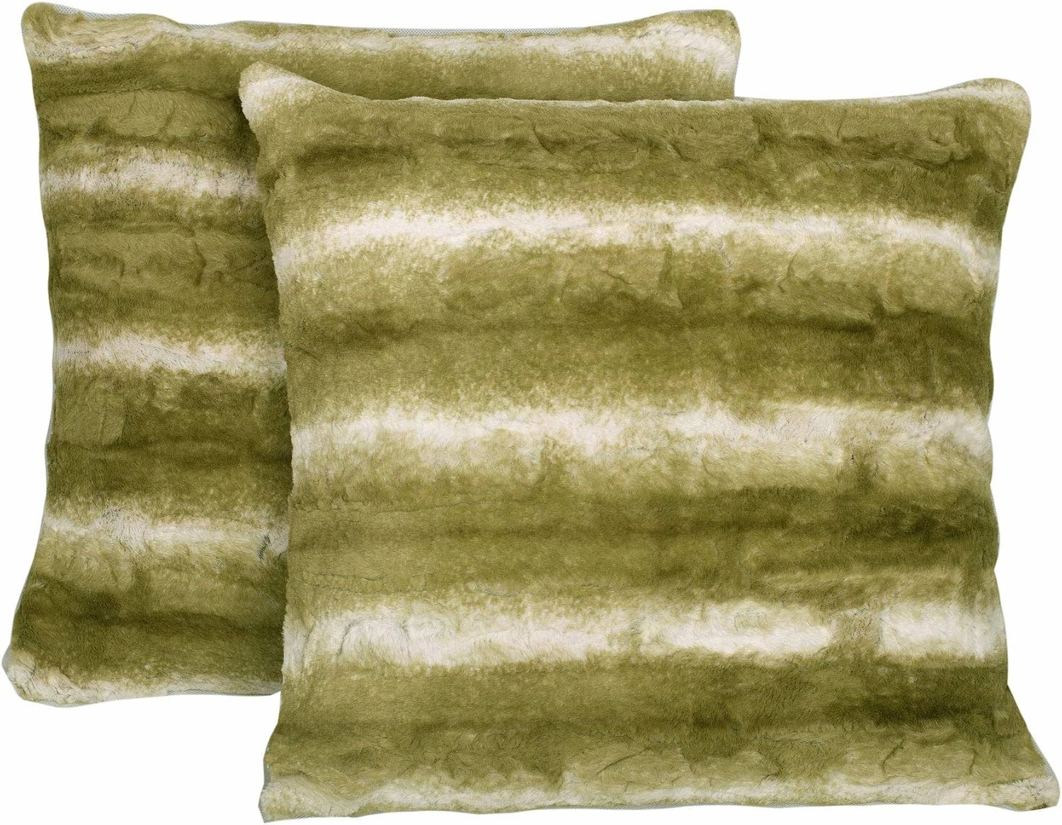 Home Soft Things Serenta Faux Fur 2 Piece Pillow Shell Set, 20" x 20", Brushed Stripe - Forest Green