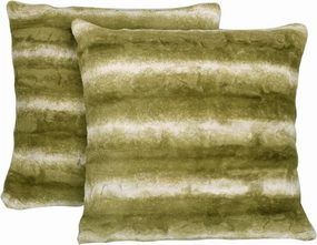 Home Soft Things Serenta Faux Fur 2 Piece Pillow Shell Set, 20" x 20", Brushed Stripe - Forest Green