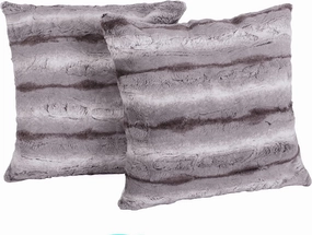 Home Soft Things Serenta Faux Fur 2 Piece Pillow Shell Set, 20" x 20", Brushed Stripe - Marimba