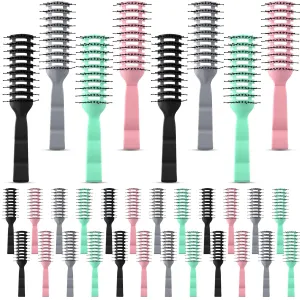 Honeydak 24 Pieces Vent Hairbrush for Women Men Dry Hairbrush for Blow Drying Curved with Ball Tipped Bristles for Wet Short Curly Straight Hair(Black,Pink,Grey,Blue)